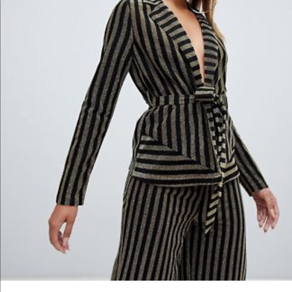 PrettyLittleThing glitter blazer palazzo pant set